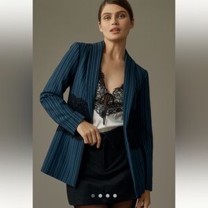 Anthropology Maeve Lace Mix Pinstripe Blazer